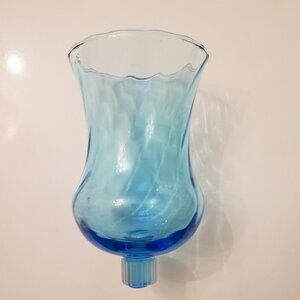 Vintage Homco Glass Votive Sconce Cup Candle Holder Peg Tall Blue Swirl